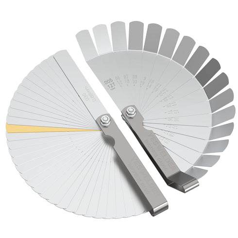 YESWELDER Thickness Gauges 32 blades Feeler Gauge 0.0015-0.035"/16 Pieces Offset Feeler Gauge Set 0.005-0.020", Dual Marked Gap Measuring Tool Kit...