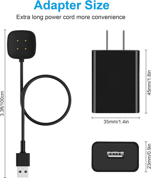Fast Wall Charger for Fitbit Sense/Sense 2/Versa 3/Versa 4, Replacement USB Charging Cable Cord Compatible with Fitbit Sense 1/2 & Fitbit Versa 3/...