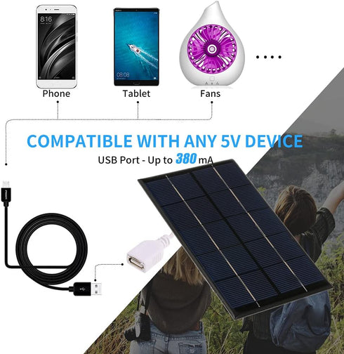 Portable Solar Charger with USB Port 2W/5V Mini Solar Panel Monocrystalline Silicon Compact Solar Panel Phone Cellphone Power Bank Charger for Cam...