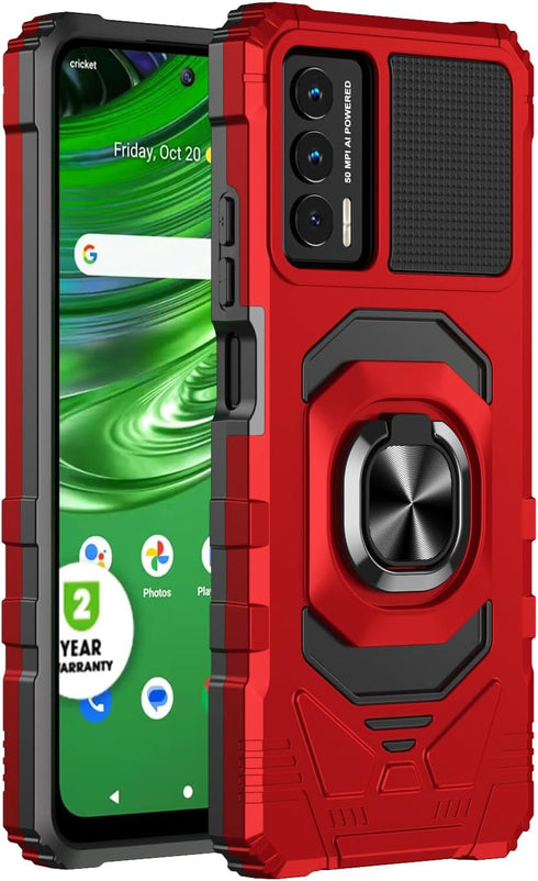 Customerfirst Compatible for Cricket Outlast Case, Att Jetmore Case with Tempered Glass Screen Protector,Ring Kickstand,Military Grade Heavy Duty ...