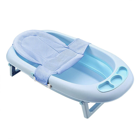 Universal Adjustable Baby Bath Tube Support Mesh Net Soft Breathable Infants Shower Pad 4-Points Anti-Slip Bathtub Seat with Sponge Cushion for To...