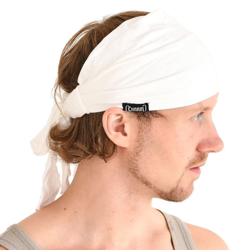 CHARM Japanese Headband Pirate Bandana - Men Ninja Head Wrap Women Hair Band White...