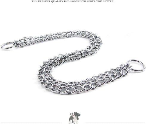 Dog Chain Collar Pet Iron Metal Double Chain Row Neck Leash Gear Choke Chain Walking Training for Small Medium Large Dogs,45cm...