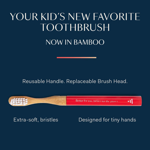 Better & Better Natural Bamboo Toothbrush for Kids | Extra Soft Bristle Toothbrush | 100% Plant-Based | Reusable Handle, Replaceable Brush Head | ...