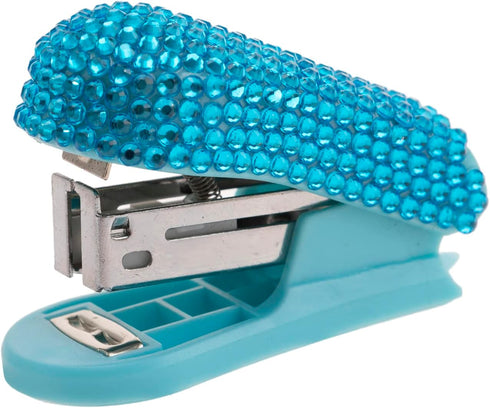 Fashion Premium Handmade Crystal Stapler,Bling Mini Stapler,Rhinestone Portable Stapler for Women(Lake Blue)...