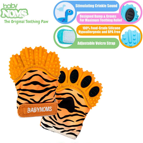 ® Teething Mitten | Orange Tiger Teething Paw...