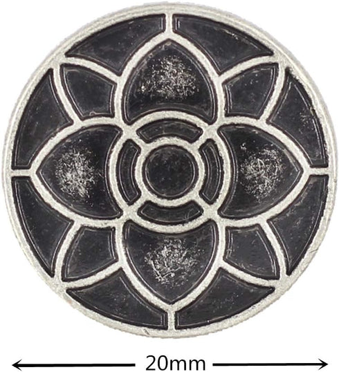 Bezelry 12 Pieces Lotus Blossom Metal Shank Buttons. 20mm (3/4 inch) (Antique Silver)...