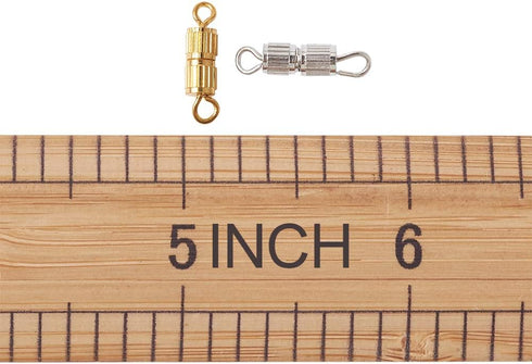 KISSITTY 120pcs/box Brass Screw Twist Clasps Tube Fastener Cord End Caps Golden & Platinum & Silver 15x3.5mm for DIY Jewelry Bracelet Necklace Mak...