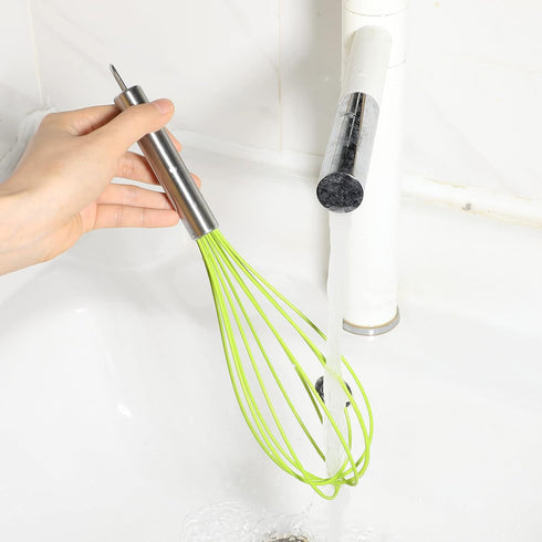 Webake Silicone Whisk Large Medium Small and Mini Whisk Set of 4, Heat Resistant Non-scratch Coated Kitchen Whisks for Cooking Nonstick Cookware, ...