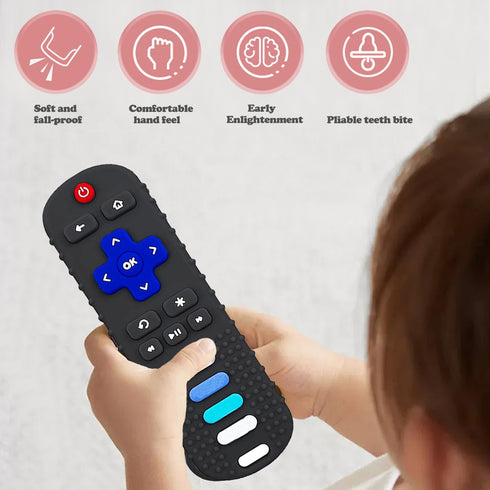 2-Pack Baby Teething Toys-TV Remote Control Shape Silicone Infants Teething Toys for Babies 0-18 Months,BPA-Free (2packs-Black)...