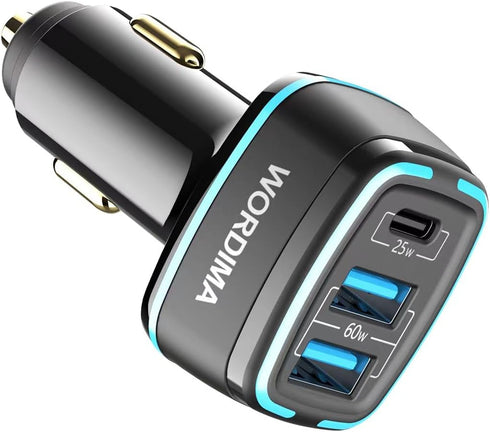 3Port Fast Car Charger,WORDIMA 85W USB C Car Charger,Cigarette Lighter Adapter,Compatible with iPhone 15 14 13 12 Pro Max iPad Pro,Google Pixel,On...