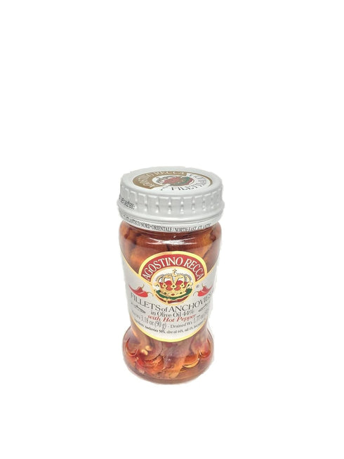 Agostino Recca Fillets of Anchovies in Olive Oil 44% with Hot Pepper 3.18 oz...