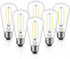MASTERY MART Dimmable E26 Edison Bulbs 6 Pack, 5.5W (60W Equivalent), Cool White 4000K, Clear Glass ST19 ST21...