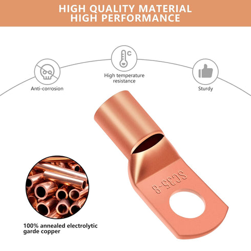 174Pcs Copper Wire Lugs, Terminal Connectors AWG12 10 8 6 4 2 with Heat Shrink Set, 84Pcs Battery Cable Ends Ring Terminal Connectors and 90Pcs He...