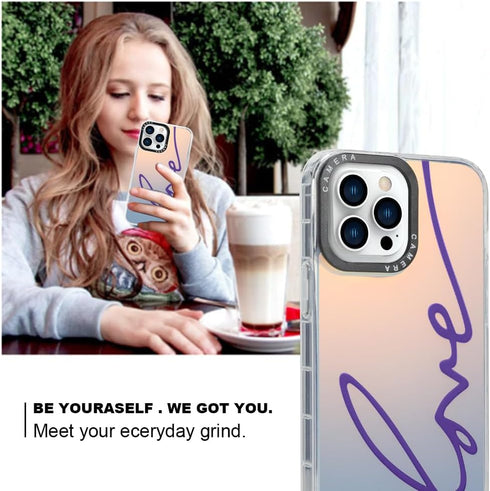 MOWIME Compatible with iPhone 12 Pro Max Gradient Glitter Bling Laser Case with Letter Love Pattern Design for Women Girls Soft TPU Shockproof Pro...