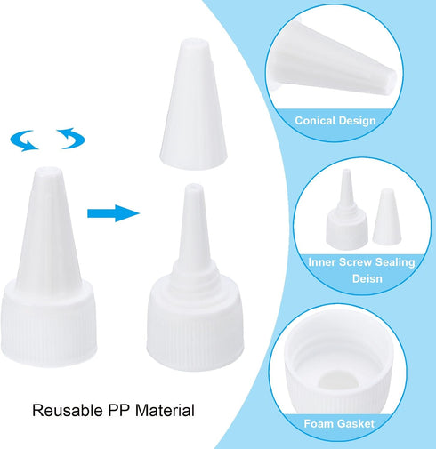 PATIKIL 18/410 Twist Bottle Caps, 12Pcs Plastic Ribbed Edge Squeeze Bottle Replacement Caps with Foam Gasket for Paint Lids Glue Dispensing Bottle...