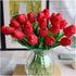 Artificial Tulips 10Pcs Real Touch Fake Tulips PU Flower Arrangement Bouquets for Home Party Decoration (Red)...