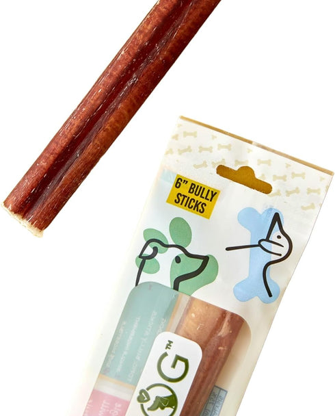 6 Inch and 12 Inch Bully Sticks for Dogs- single package - 6" and 12" All Natural Fully Digestible Beef Pizzle Chews -1 Pack (6" Standard | 1 Pack...