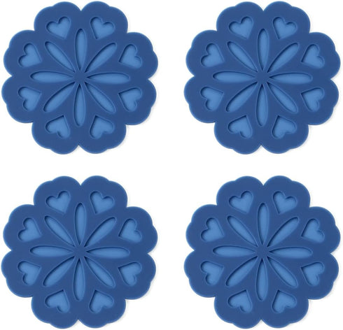 Set of 4 Silicone Trivet Mat - Hot Pot Holder Hot Pads for Table & Countertop - Trivet for Hot Dishes - Non-Slip & Heat Resistant Modern Kitchen H...