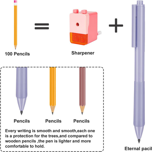 6pcs Infinity Pencil, Inkless Magic Pencils Reusable Everlasting Inkless Pen with 6 pcs Replaceable Refills Unlimited Writing Pencil for School Ho...