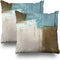 Set of 2 Decorative Pillow Case Throw Pillows Covers for Couch Indoor Bed 18 x 18 Inch, Blue Brown Abstract Art Painting Home Sofa Cushion Cover P...