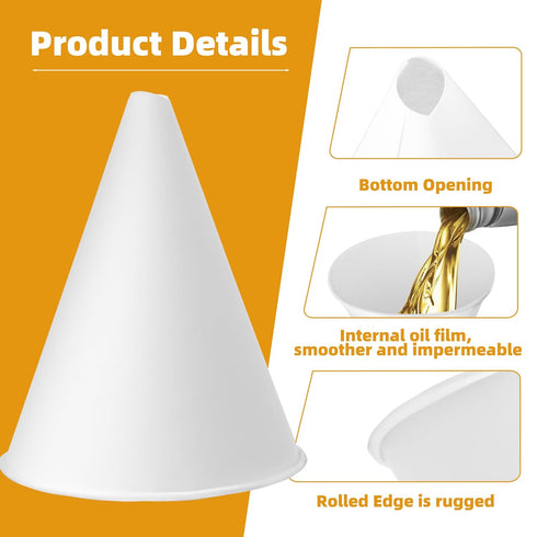 Disposable Engine Oil Funnels, Paper Funnels for Motor Oil, 6 oz Disposable Engine Oil Funnel for Gas, Car Oil Change Fluid (paper -60 pcs)...