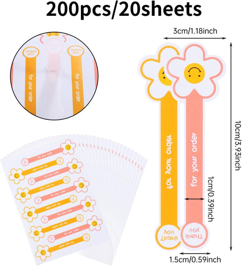 Beyonday 200pcs Handmade Lollipop Baking Stickers, Long Label Sealing Stickers for Cake Box/Tins/Jars/Coffee Cups/Bottles, Self-Adhesive Bakery St...