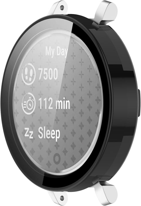 Smartwatch Full Coverage PC Protective Case Cover with Tempered Glass Screen Protector Compatible with Garmin Lily 2 Smartwatch Accessories(Black)...