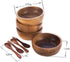 Set of 4 Small Round Acacia Wooden Bowls 2¾ Inch Diameter 1½" High With Spoons - Stackable Mixing Bowl Salad Soup Snack Dip Sauce Charcuterie Wood...