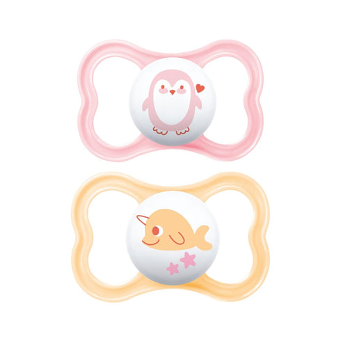 MAM Air Modern Pacifiers (2 Pack), MAM Sensitive Skin Pacifier 16+ Months, Best Pacifier for Breastfed Babies, Baby Girl Pacifiers, Pink...
