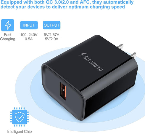 USB Charger Plug,Quick Charge 3.0 Fast Charging Block Wall Charger Cube Box for iPhone,Samsung Galaxy S23 A14 A54 S22 S21 Note20 S10 A10e S9 S8 A5...