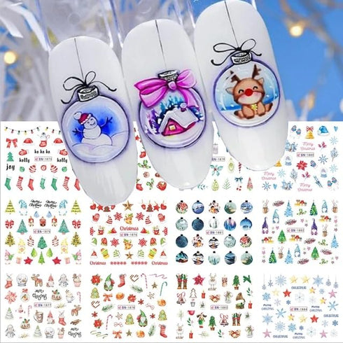 Christmas Nail Art Stickers 12 Sheets Christmas Nail Decals Water Transfer Nail Art Supplies Snowflakes Gnomes Christmas Tree Nail Designs Cute Wa...