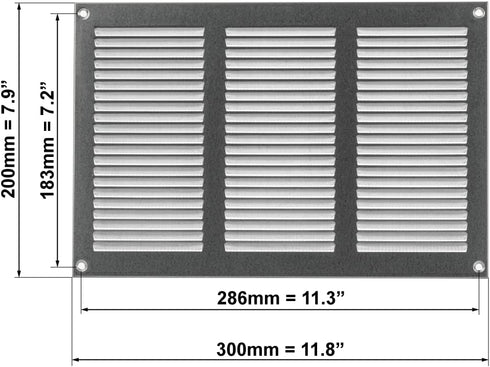 EUROPLAST 12x8 inch Vent Cover with Screen Mesh - Galvanised Register Vent Cover - Metal Air Return Grill - HVAC Vent Register for Home Improvemen...