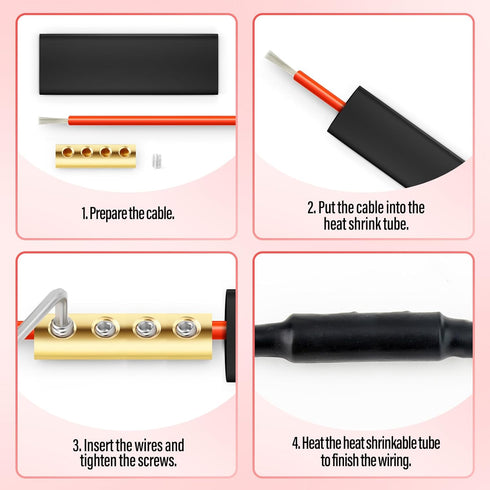 10PCS 6 Awg 80A Quick Wiring Connection Terminal, Wire Connector with Set Screws and Thermoplastic Tube...