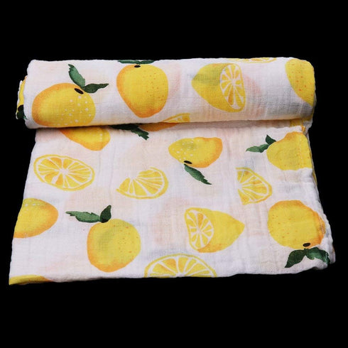 Muslin Swaddle Square Blankets Baby Receiving Blanket Wrap Swaddle Towel for Girl Shower Gift - Lemon...