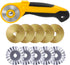 AUTOTOOLHOME 45mm Rotary Cutter Automatic Fabric Cutter 5pcs Titanium Replacement Blades 5pcs Pinking Rotary Blades with Safety Lock for Quilting,...
