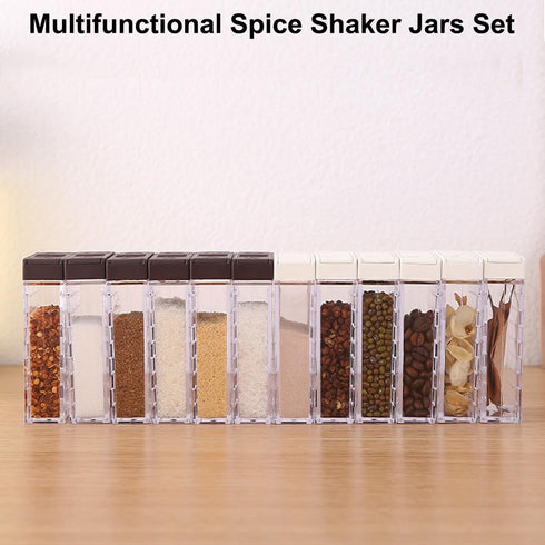 12 PCS Spice Shaker Jars, Salt and Pepper Shakers Set, Seasoning Shaker Boxes Condiment Set, Plastic Spice Dispenser Cases Clear Seasoning Storage...