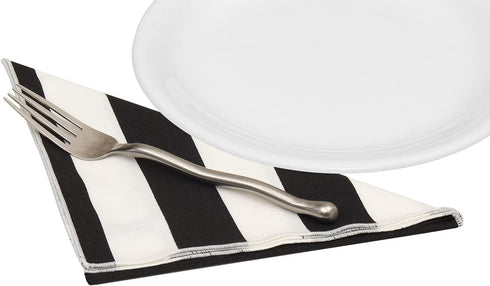 Black and White Table Linens, Cloth Napkins 18" Dinner 100% Cotton Wedding Table Decor, Summer Party, Use with Black or White Tablecloth Pk 4...