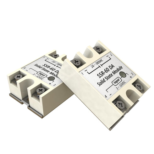 SSR-60DA Input 3-32V DC Solid State Relay to Output 24-380V AC 60A Semi-Conductor Relay 2PCS...