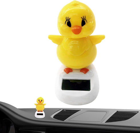 Solar Powered Dancing Chick, Solar Bobblehead Chicken, Solar-Powered Car Charm, Cartoon Bobble Head Chick Ornaments Figures for Car Dashboard, Bob...