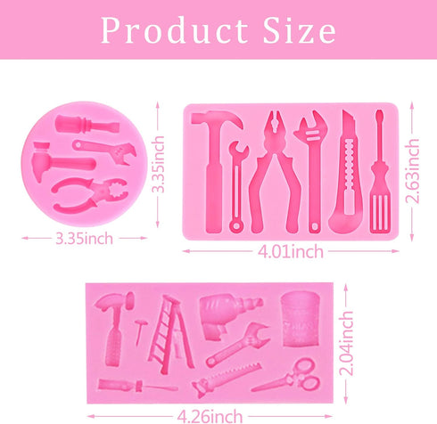 Hand Hardware Tools molds for chocolate, Fondant Molds, Mini Pliers Construction Tools Cake Decorating Silicone Molds (3 Pcs) for Cookies, Marzipa...