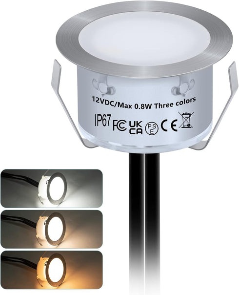 HIBOITEC Recessed LED Deck Light Kits, 1-Pack Recessed Outdoor Spotlights IP67 Waterproof Patio Lighting for Garden, Stairs, Wooden Deck Ceiling...