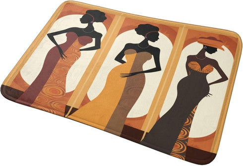 African Woman Entrance Welcome Door Mat, Soft Kitchen Rugs Indoor Floor Doormat Black Girls Washable Home Carpet Decor 23.6x15.7 in...