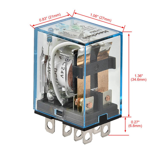 Gereral Purpose Relay, LY2NJ, 24VDC Coil, 10A 24VDC/220VAC, DPDT, LED Indicator...