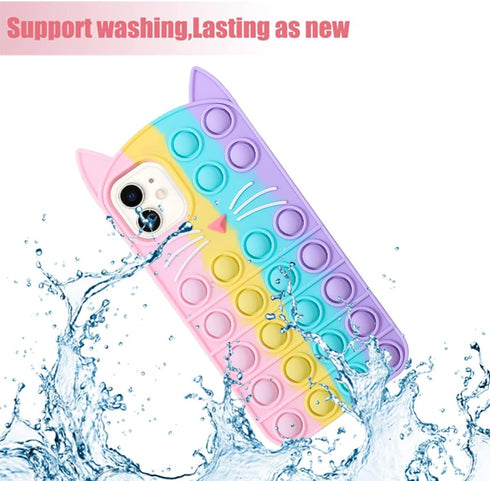 Fidget Pop Phone Case for iPhone 11 Case, Stress Relief Push Pop Bubble 3D Cartoon Funny Kawaii Cute Fun Soft Silicone Design Cover for Girls Kids...