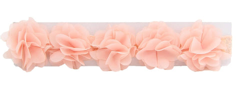 Baby Toddler Elastic Chiffon Flower Headbands Princess Girls Hand Sewing Beads Flower Headwear Nylon (QJ11 White pink) (QJ11 White pink)...