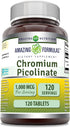 Amazing Formulas Chromium Picolinate | 1000 Mcg Tablets Supplement | Non-GMO | Gluten Free | Made in USA (1 Pack, 120 Count)...