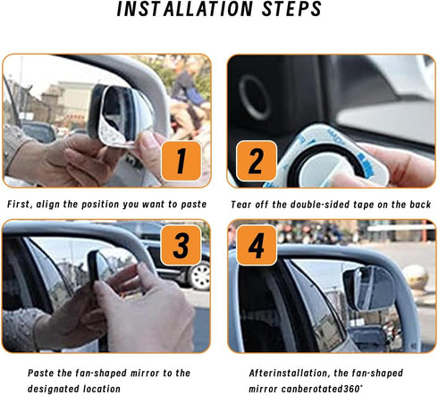 2PCs Automotive Rearview Mirror Blind Spot Mirror, Adjustable HD Sector Mirror, Frameless Wide Angle Convex Mirror, Most Automotive Side Mirror As...