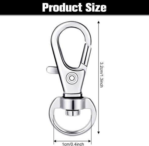 35 Pieces Swivel Clasps Lanyard Snap Hooks Swivel Snap Hooks Metal Keychain Clip Hooks Lobster Claw Clasps for Keychain Key Ring Crafts (White K, ...