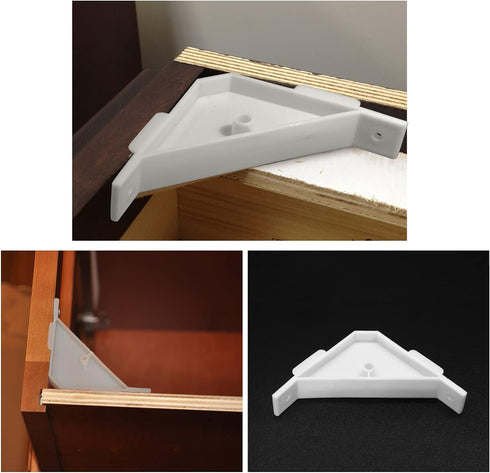 12PCS Cabinet Triangle Bracket, 90 Degree Corner Support Braces Plastic White Cabinet Countertop Brackets...